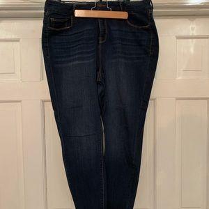High rise dark wash skinny jeans
